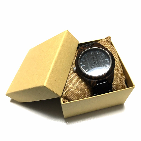 温もりある天然木製 腕時計 ウッド ハンドメイド<0091> 4枚目の画像
