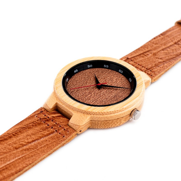 温もりある天然木製 腕時計 ウッド ハンドメイド<0291> 3枚目の画像