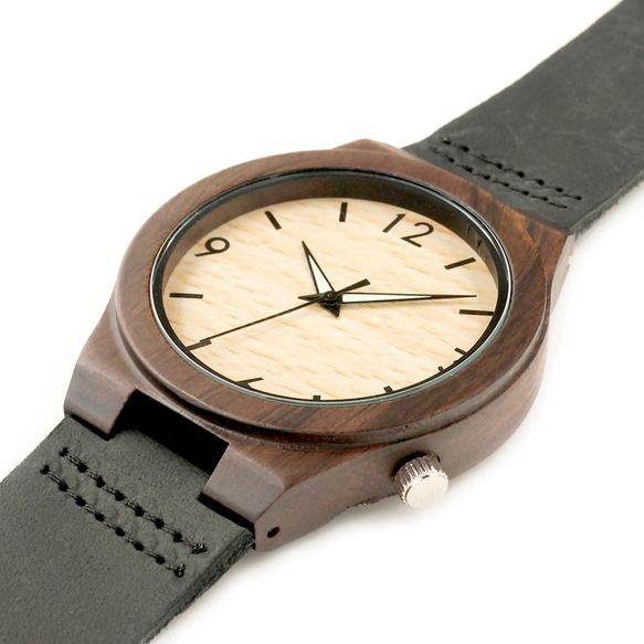 温もりある天然木製 腕時計 ウッド ハンドメイド<0441> 3枚目の画像