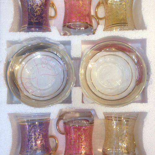 豪華で新しい C トルコチャイグラス&ソーサー6客セット 食器