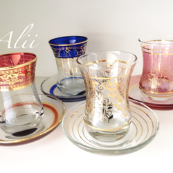 トルコ製  チャイグラス&ソーサー 2枚目の画像