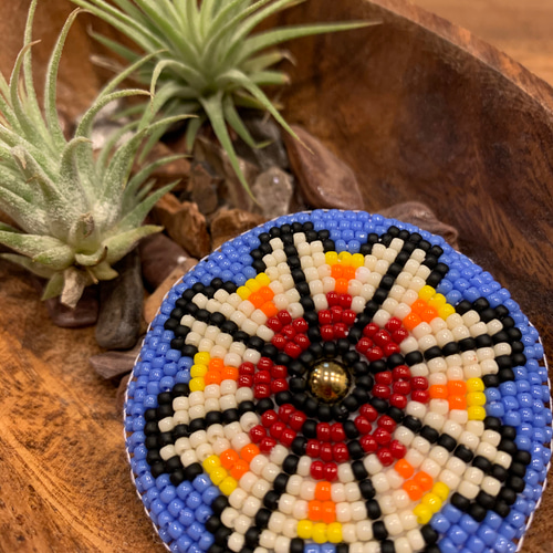 ネイティブアメリカン ビーズ刺繍コンチョ ヘアゴム OnaOna Hand made