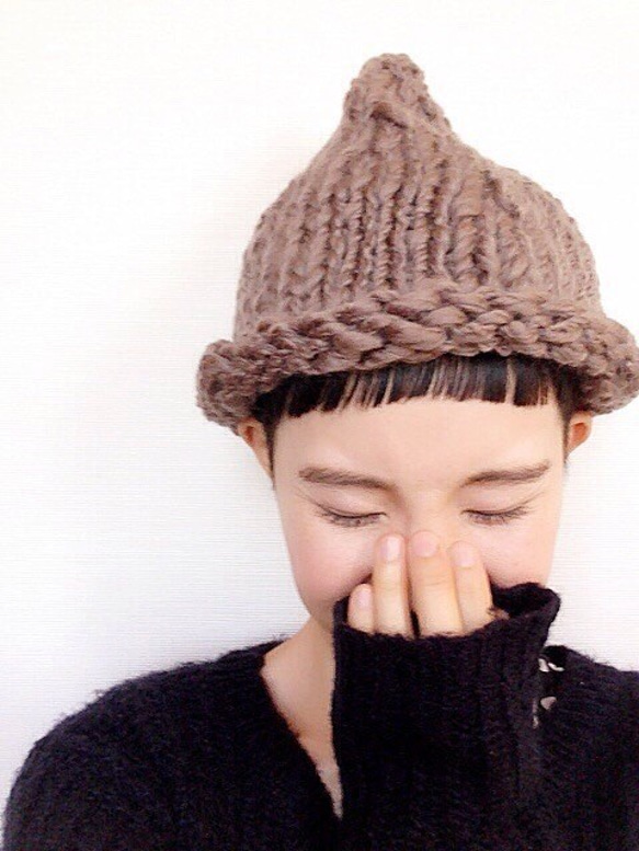 ニット帽”マカロン”(糸の太さ1.5倍、先っちょ控えめ、浅め) ニット帽