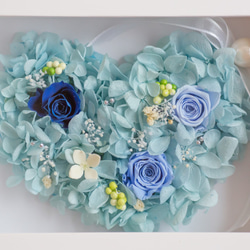 幸せを運ぶハートのプリザーブドフラワー&紫陽花ブルー 3枚目の画像