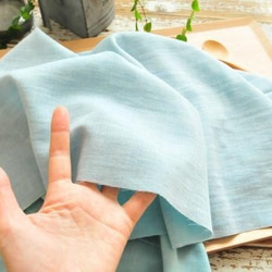 二重ガーゼ 日本製オーガニックコットン100％　ブルー色  1ｍ×巾108cm 2枚目の画像