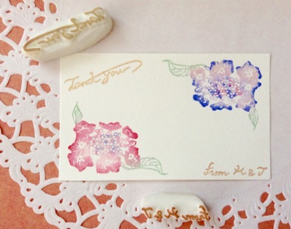 季節の花ハンコ メッセージカード用-あじさい- 2枚目の画像