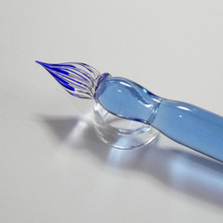 Color 硬質ガラスペン　ライトブルー + リングペンレスト 4枚目の画像
