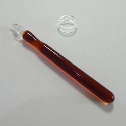 Color 硬質ガラスペン　琥珀 (アンバー) + リングペンレスト 2枚目の画像