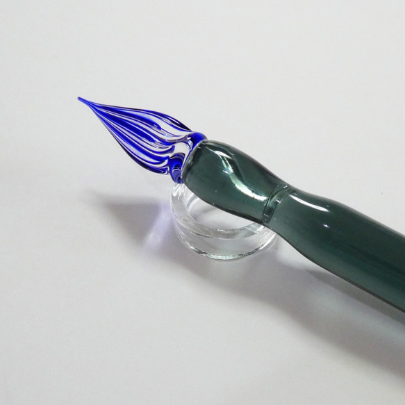 Color 硬質ガラスペン　グレー + リングペンレスト 4枚目の画像