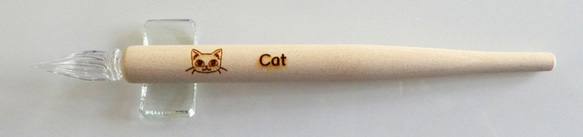 ウッドガラスペン　ネコ A+ペンレスト 2枚目の画像