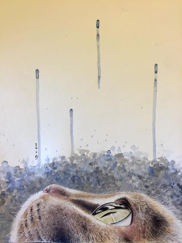 客製畫,可照片溝通畫自家的毛孩子。尺寸:28X40CM 第1張的照片