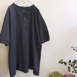 ノーカラー　remake　鹿の子ポロTee　<dyne> sumikuro 1枚目の画像