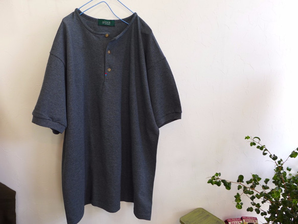 ノーカラー　remake　鹿の子ポロTee　<dyne> sumikuro 1枚目の画像