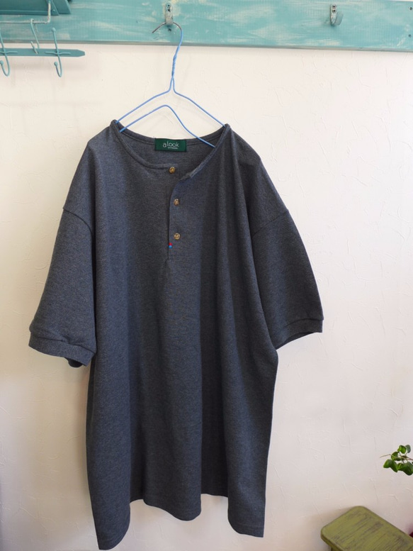 ノーカラー　remake　鹿の子ポロTee　<dyne> sumikuro 2枚目の画像