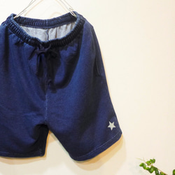 送料無料（再制作）indigo sweat star shorts　<onth> 4枚目の画像