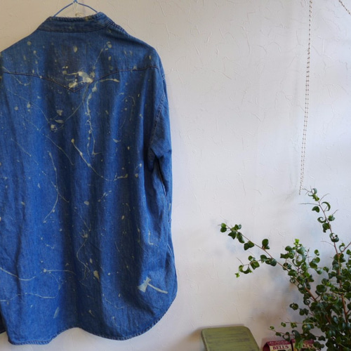 リメイク バンドカラー ペイントデニムシャツ <spiter> シャツ a