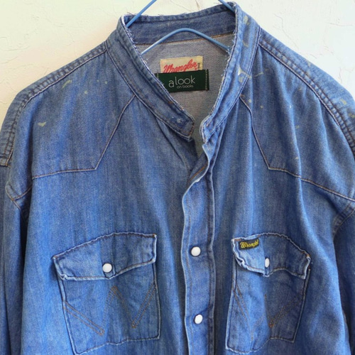 リメイク バンドカラー ペイントデニムシャツ <spiter> シャツ a