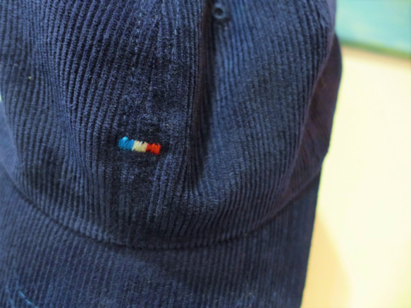 remake コーデュロイ トリコロール刺繍cap  <la fra>　nvy 2枚目の画像