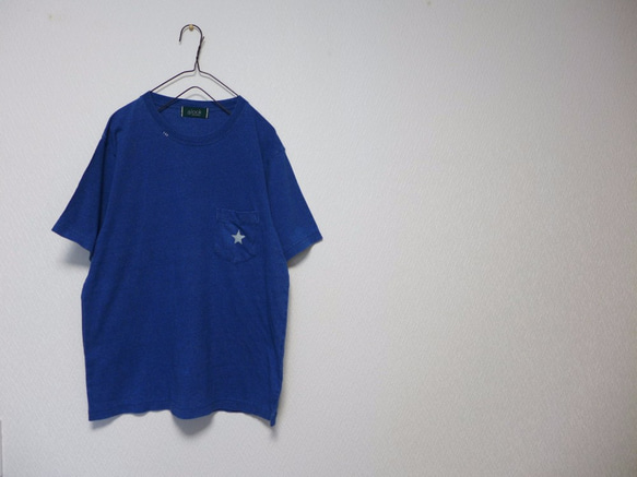 ライトインディゴ　L.indigo  one star stitch pocket Tee　<oscar> 1枚目の画像