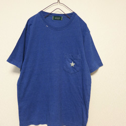 ライトインディゴ　L.indigo  one star stitch pocket Tee　<oscar> 2枚目の画像