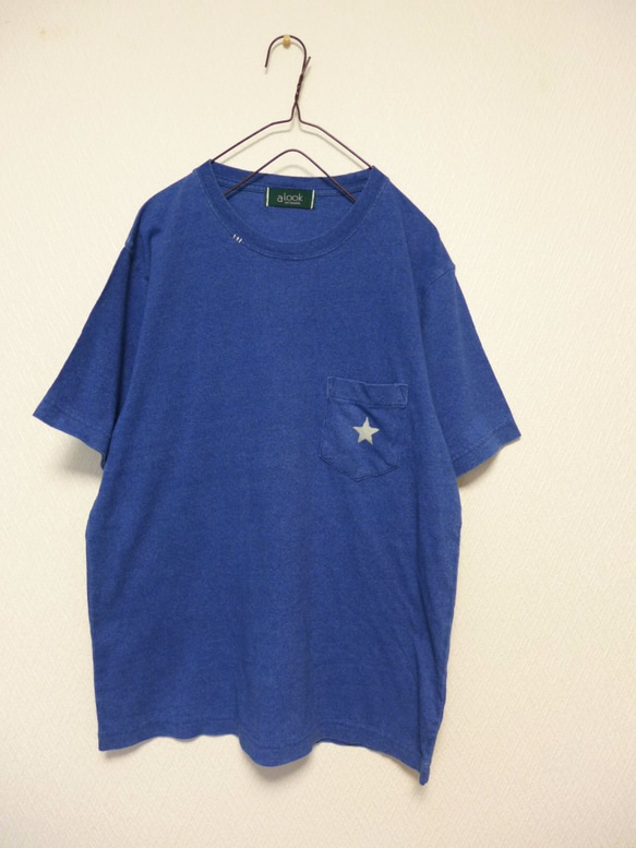 ライトインディゴ　L.indigo  one star stitch pocket Tee　<oscar> 2枚目の画像