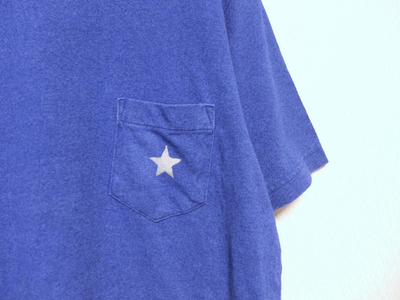 ライトインディゴ　L.indigo  one star stitch pocket Tee　<oscar> 8枚目の画像