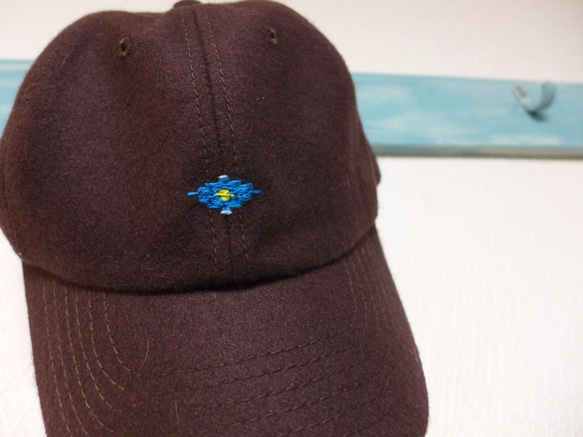 remake ウール　刺繍　メルトンキャップ　 Embroidery Cap 　  <wnat>　Brn 1枚目の画像