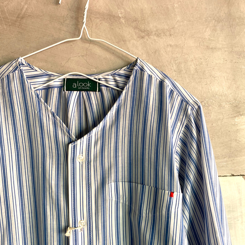 HIROリメイクシャツ ACANTHUS - Remake Zip Shirt / リメイク ジップ B.D シャツ / BEIGE