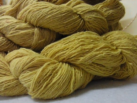木綿手紡ぎ糸かせ　e-cotton(eco＋cotton)　草木染め糸かせ　黄色 4枚目の画像