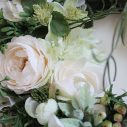 【たくさんの再販】White&Greenリース　white紫陽花&クリスマスローズ 5枚目の画像