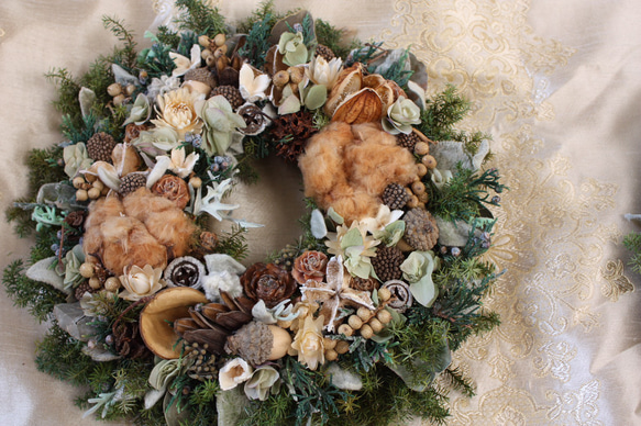 《再販》〜ぎっしり木の実Priserved クリスマスWreath〜Green ver. 3枚目の画像