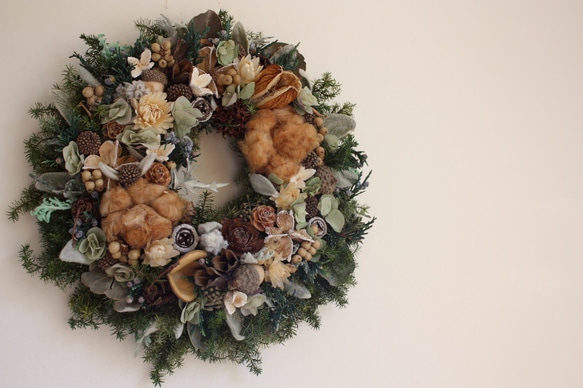 《再販》〜ぎっしり木の実Priserved クリスマスWreath〜Green ver. 4枚目の画像