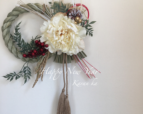 しめ縄no.761 しめ縄飾り2026〜white＆gold しめ縄・しめ飾り Karan ka 通販 8325795