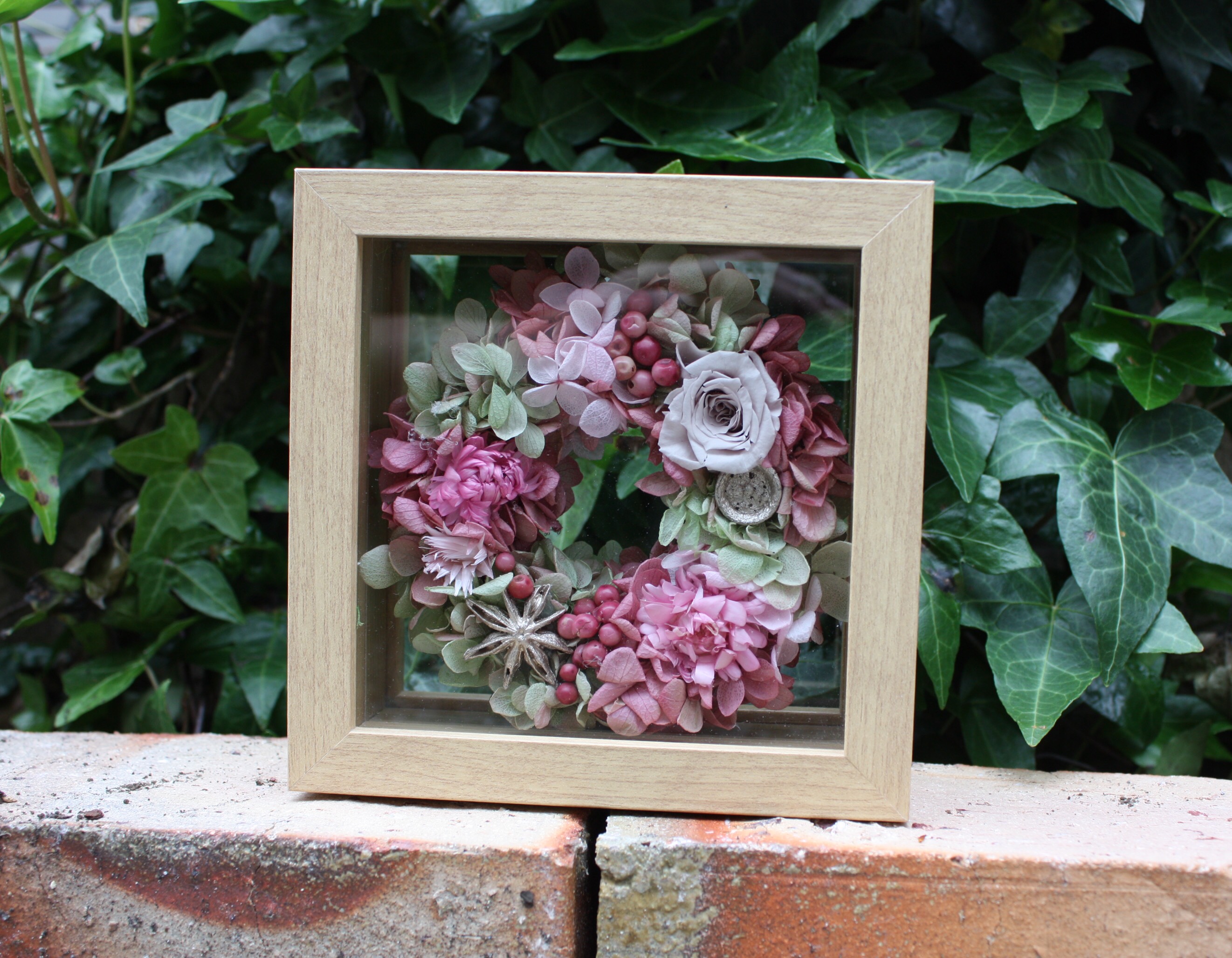 再販〜ぷっくりリースinフレームBOX mauve pink ver【Ｓ】