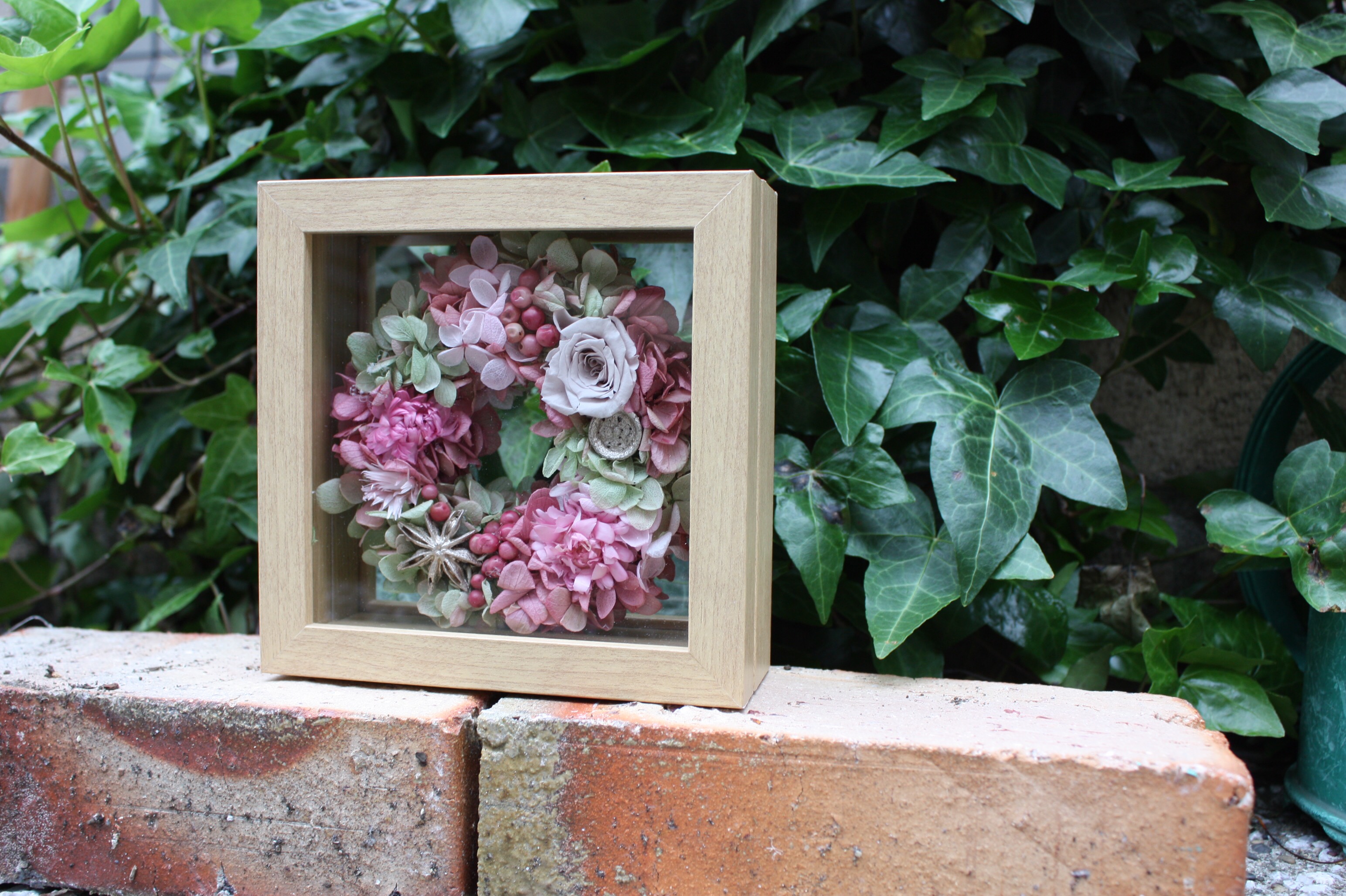 再販〜ぷっくりリースinフレームBOX mauve pink ver【Ｓ】