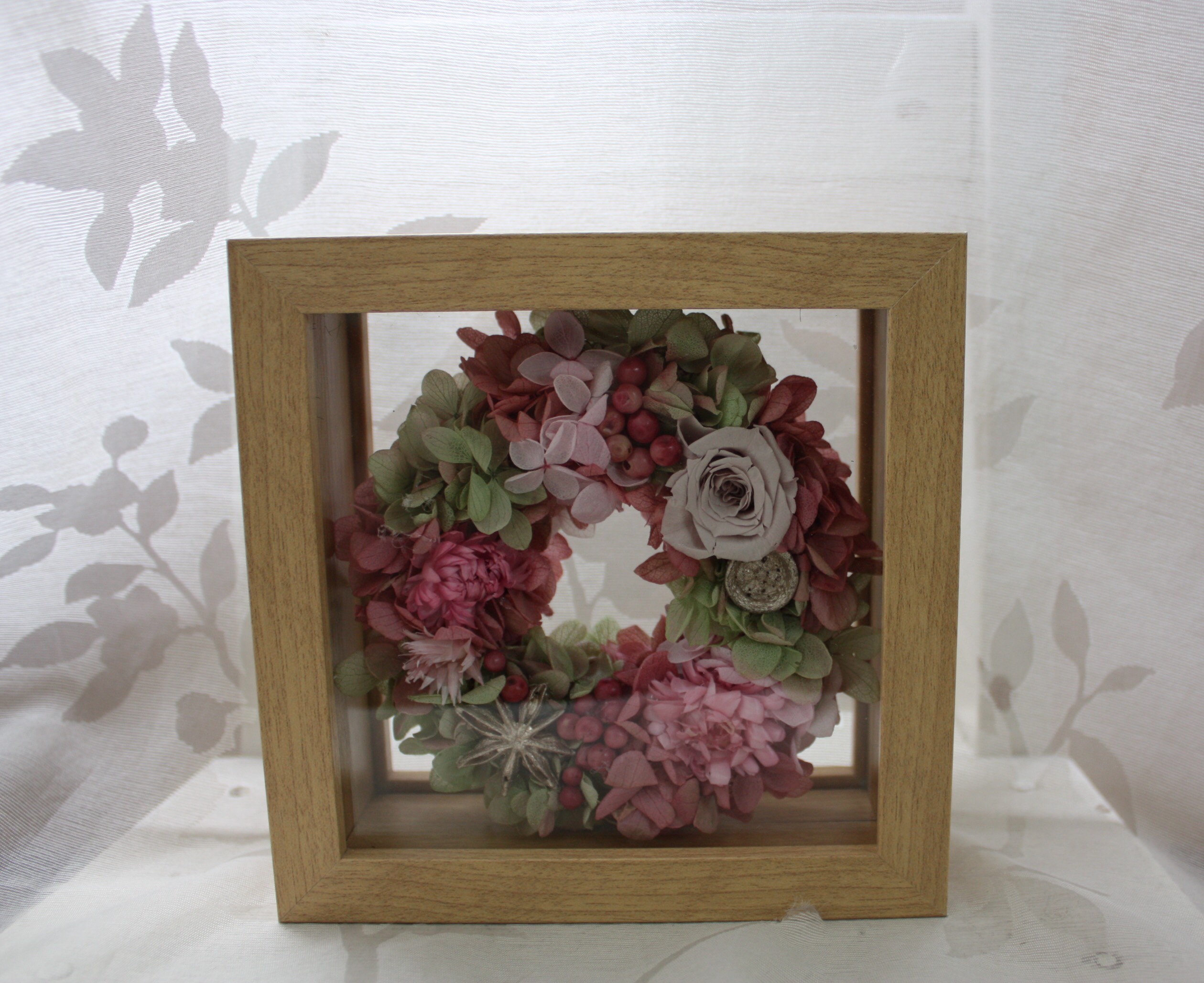 再販〜ぷっくりリースinフレームBOX mauve pink ver【Ｓ】