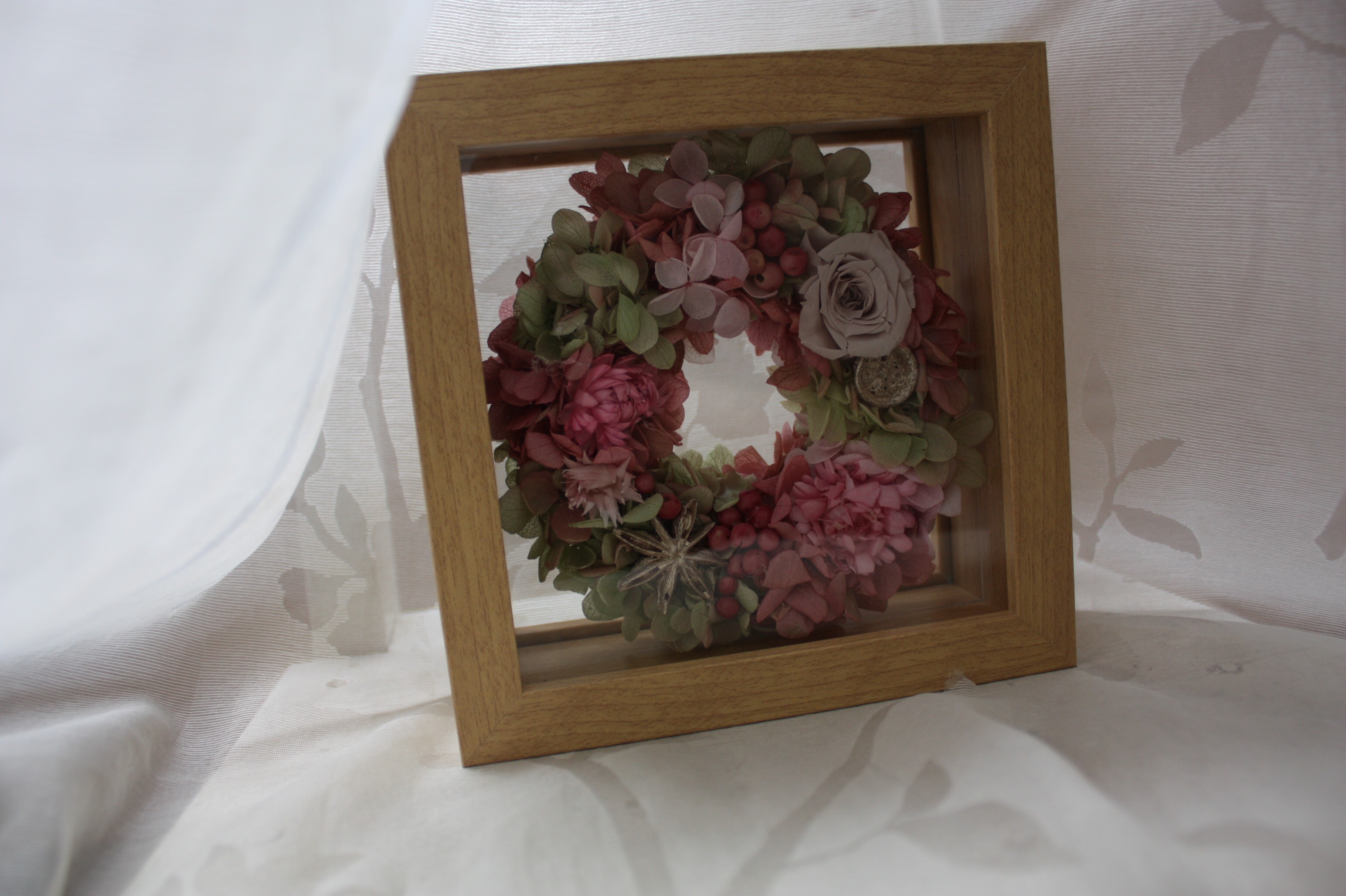 再販〜ぷっくりリースinフレームBOX mauve pink ver【Ｓ】