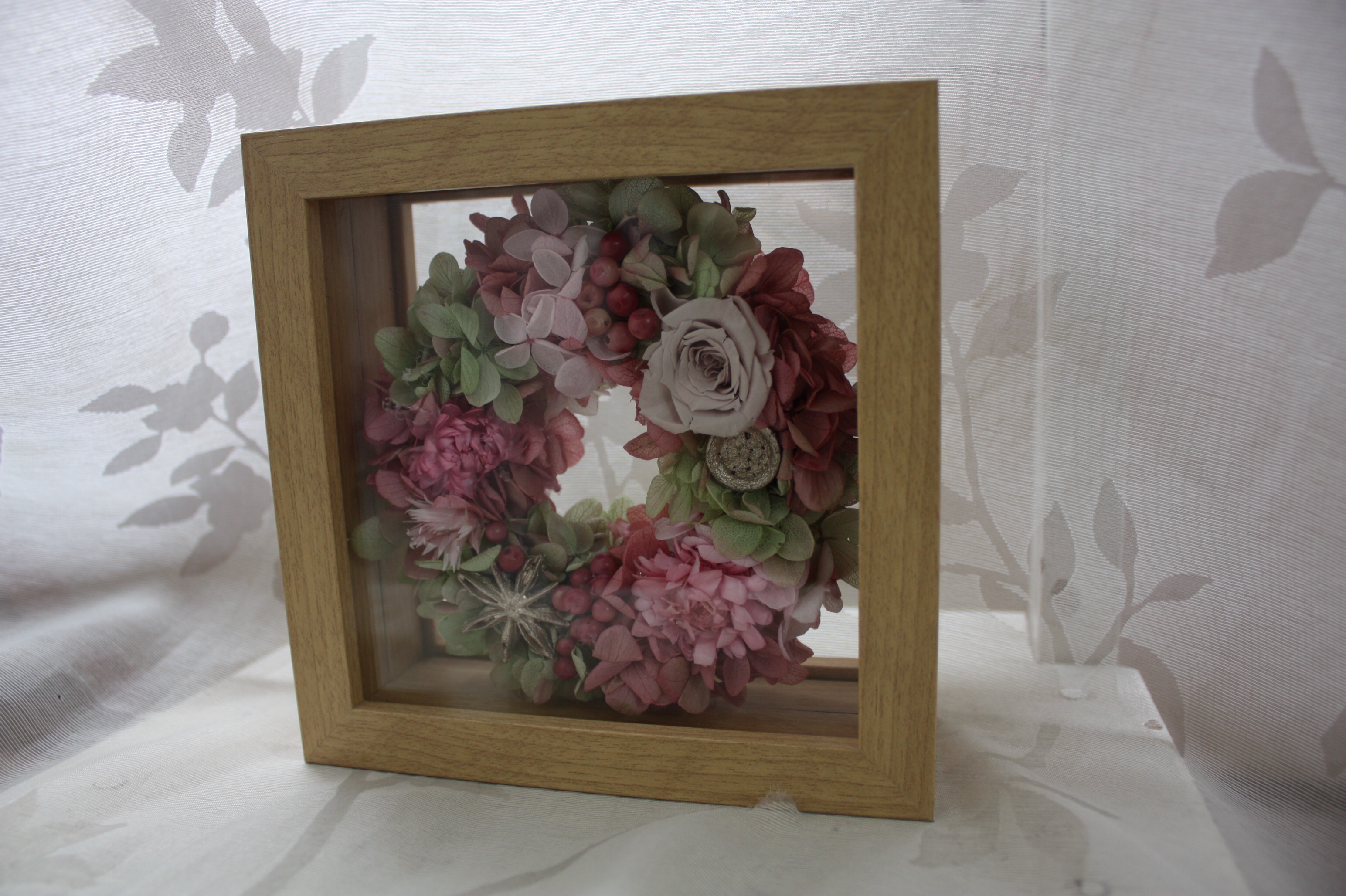 再販〜ぷっくりリースinフレームBOX mauve pink ver【Ｓ】