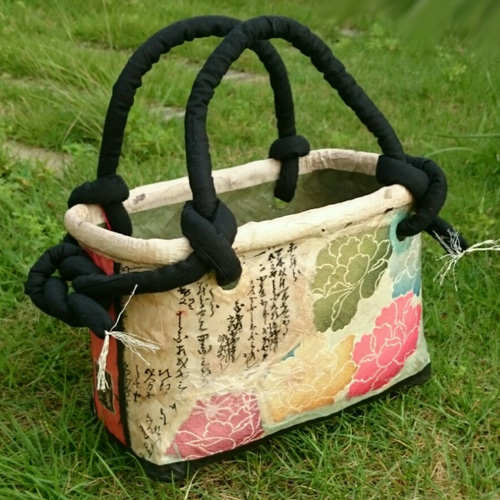 一閑張り】菊模様と牡丹柄のかごバッグ かごバッグ Plod-Plod！ 通販