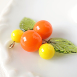 Tutti-Frutti Bead set (タンジェリン、シトロン、オリーブ)ランプワークピン付きガラスビーズ 3枚目の画像