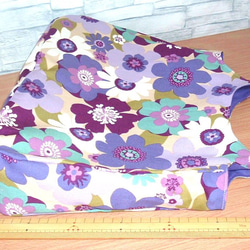 　大きな花柄のエコトートバッグ（Ｍサイズ）　紫系　肩がけ　 3枚目の画像