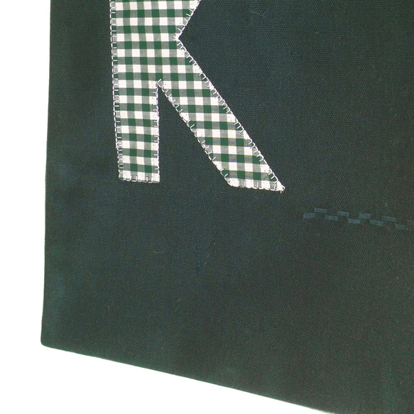 AlphaBAG（AZ）ハンドメイドのキャンバスショルダーバッグ|オプションの選択の文字|濃い緑と白の格子縞の布 3枚目の画像