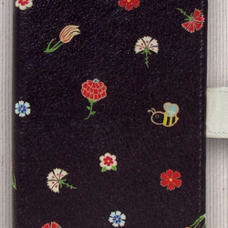 トルコ 花柄＆ミツバチ 手帳型スマホケース 2枚目の画像