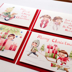 可愛水彩插畫聖誕卡片 - 4張一組 含信封, 聖誕節, 手作卡片 第3張的照片