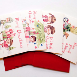 可愛水彩插畫聖誕卡片 - 4張一組 含信封, 聖誕節, 手作卡片 第4張的照片