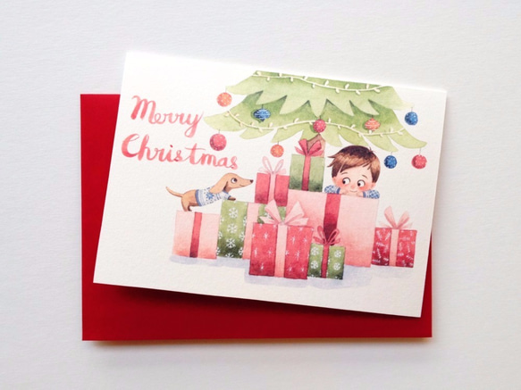 可愛水彩插畫聖誕卡片 - 4張一組 含信封, 聖誕節, 手作卡片 第5張的照片