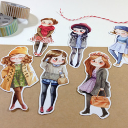 冬季女孩 水彩插畫貼紙組 - 貼紙包 手帳貼紙 可愛貼紙 第4張的照片
