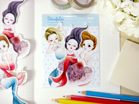 甜美人魚 水彩插畫貼紙組 - 貼紙包 手帳貼紙 可愛貼紙 第3張的照片