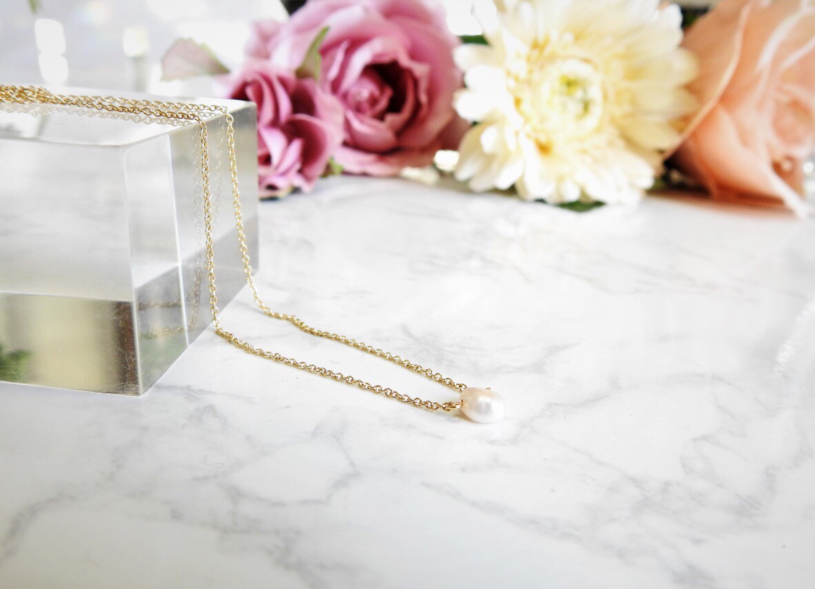 淡水パール　ネックレス　金具14KG刻印あります シトリン/パール ネックレス(計21.70ct/淡水真珠/11月誕生石