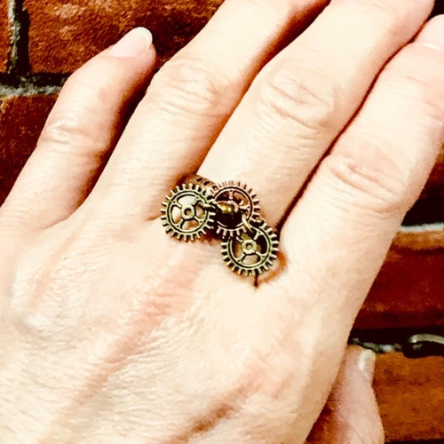 スチームパンク】⚙ギアのフリーリング（歯車） 指輪・リング irodori